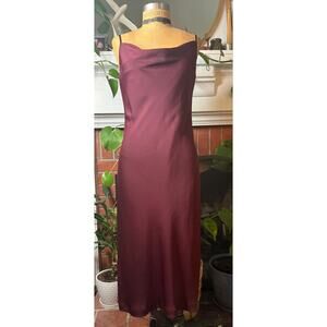 Banana Republic Burgundy Cowl Neck Midi Slip Dress Size 0 Evening Party